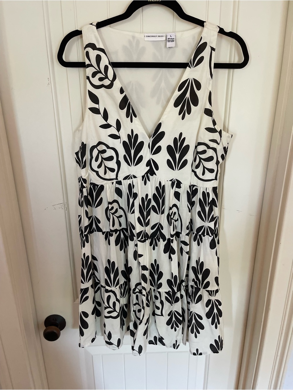 Sincerely Jules White Mini Dress with Black Floral Print